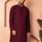 Men's Purple Embroidered and Sequence Kurtas
