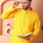 Men's Yellow Embroidered and Sequence Kurtas