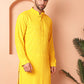 Men's Yellow Embroidered and Sequence Kurtas