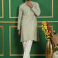 Men Blue Embroidered and Sequence Kurtas