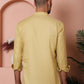 Beige Woven Design Short Kurta for Men