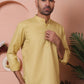 Beige Woven Design Short Kurta for Men