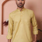 Beige Woven Design Short Kurta for Men