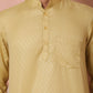 Beige Woven Design Short Kurta for Men