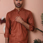 White Woven Design Short Kurta for Men