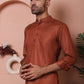 White Woven Design Short Kurta for Men