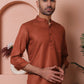 White Woven Design Short Kurta for Men