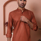 White Woven Design Short Kurta for Men