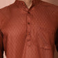 White Woven Design Short Kurta for Men