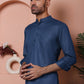 Woven Design Short Kurta for Men ( KO 5064 Navy )