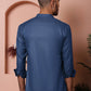 Woven Design Short Kurta for Men ( KO 5064 Navy )