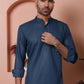 Woven Design Short Kurta for Men ( KO 5064 Navy )