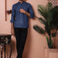 Woven Design Short Kurta for Men ( KO 5064 Navy )
