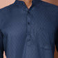 Woven Design Short Kurta for Men ( KO 5064 Navy )