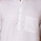 White Woven Design Short Kurta for Men