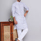Men's Printed and Embroidered Kurtas ( INKO 5065Blue )