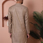 Men Brown Woven Design Cotton Kurtas