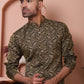 Men Black Silk Blend Straight Kurtas
