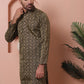 Men Black Silk Blend Straight Kurtas