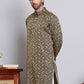 Men Black Silk Blend Straight Kurtas ( KUO 5071Black )