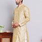 Men Golden Silk Blend Straight Kurtas ( KUO 5071Golden )