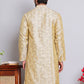 Men Golden Silk Blend Straight Kurtas ( KUO 5071Golden )