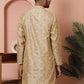 Men Golden Silk Blend Straight Kurtas