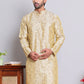 Men Golden Silk Blend Straight Kurtas ( KUO 5071Golden )