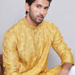 Men Yellow Silk Blend Straight Kurtas ( KUO 5071Yellow )
