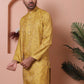 Men Yellow Silk Blend Straight Kurtas