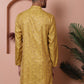 Men Yellow Silk Blend Straight Kurtas