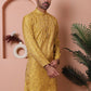 Men Yellow Silk Blend Straight Kurtas