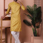 Men Yellow Silk Blend Straight Kurtas