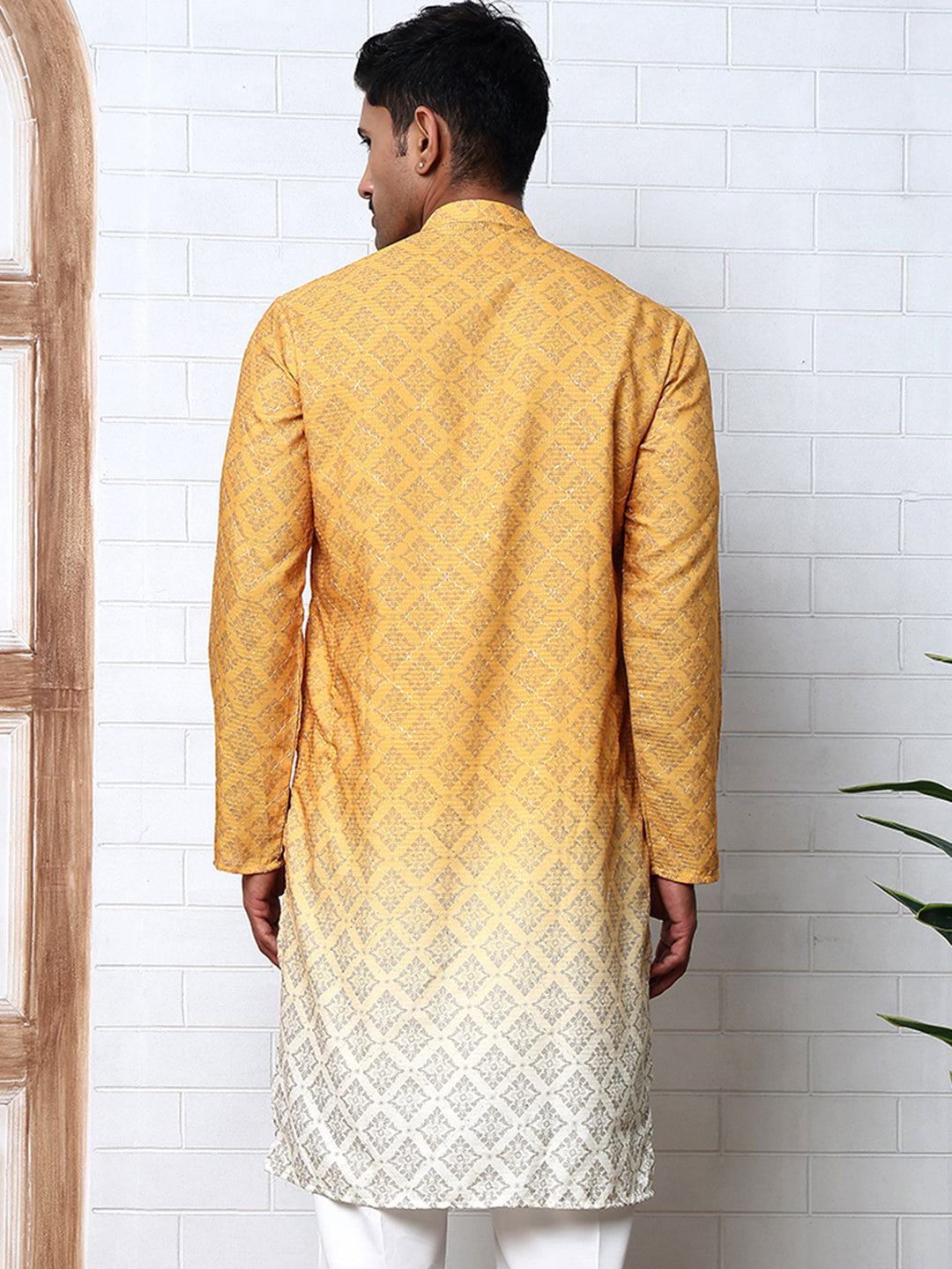 Ombre Printed Kurta For Men ( KO 5074 Mustard ) [FF] [K-7-12]