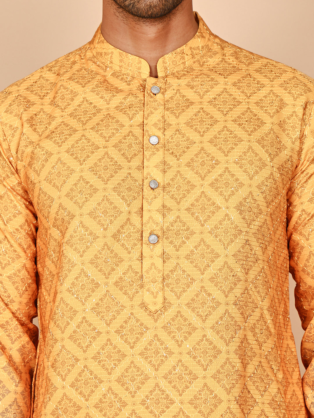 Ombre Printed Kurtas For Men ( KO 5074 Mustard ) [FF] [K-7-12]