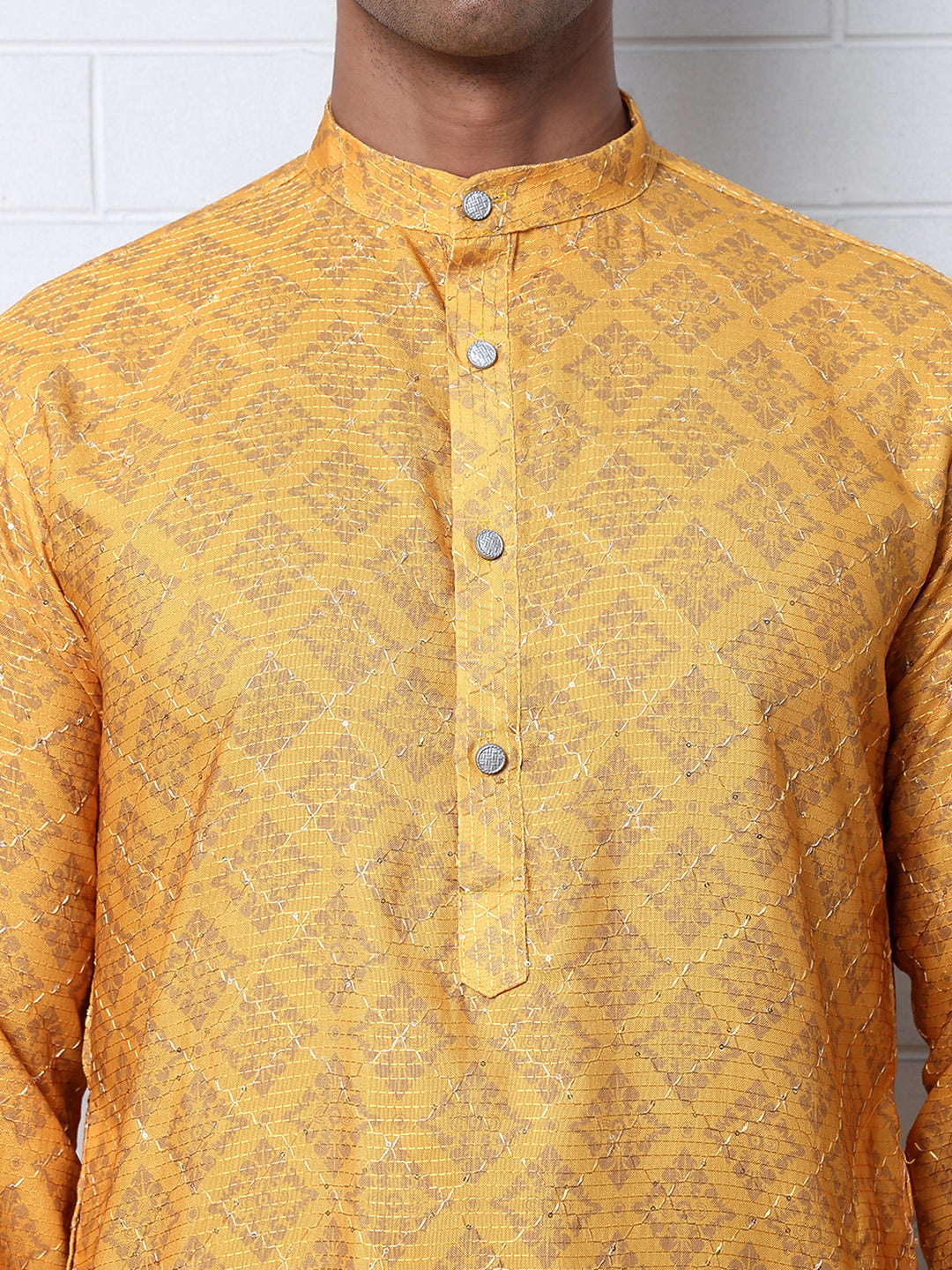 Ombre Printed Kurta For Men ( KO 5074 Mustard ) [FF] [K-7-12]