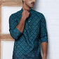 Ombre Printed Kurta For Men ( KO 5074 Teal ) [FF] [K-7-12]