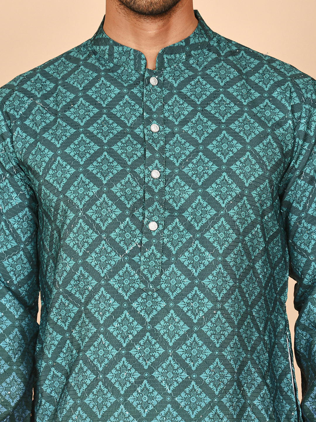 Ombre Printed Kurtas For Men ( KO 5074 Teal ) [FF] [K-7-12]