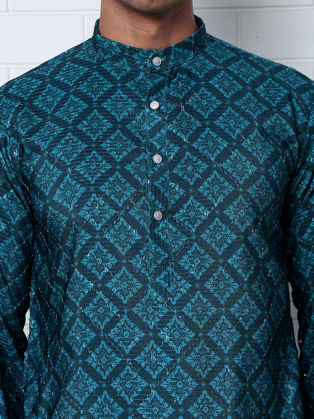 Ombre Printed Kurta For Men ( KO 5074 Teal ) [FF] [K-7-12]