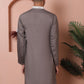 Grey Embroidered With Mirror Work Silk Kurta