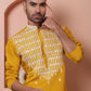 Mustard Embroidered With Mirror Work Silk Kurta