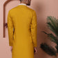 Mustard Embroidered With Mirror Work Silk Kurta