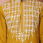 Mustard Embroidered With Mirror Work Silk Kurta
