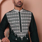 Olive Green Embroidered With Mirror Work Silk Kurta