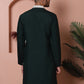 Olive Green Embroidered With Mirror Work Silk Kurta