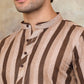 Men's Beige Striped Short Kurtas