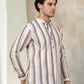 Men's Grey Striped Short Kurtas