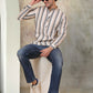 Men's Grey Striped Short Kurtas