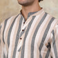 Men's Grey Striped Short Kurtas