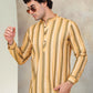 Men's Yellow Striped Short Kurtas